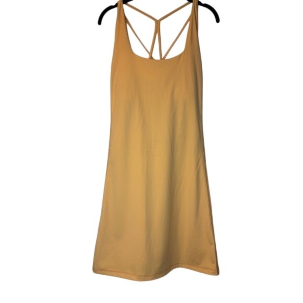 Athletic Strappy Back Tennis‎ Dress Yellow Orange Built-in Bra Sleeveless Mini